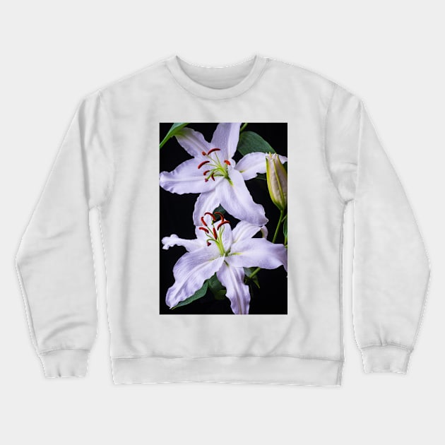 Two Beautiful White Lillies Crewneck Sweatshirt by photogarry